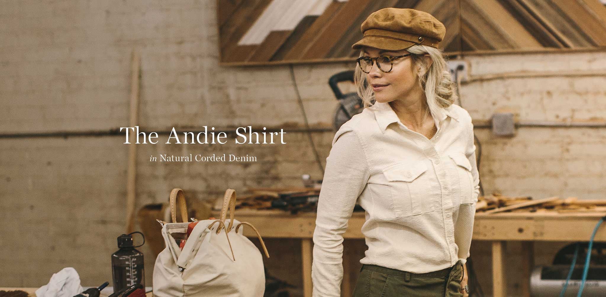 The Andie Shirt in Natural Corded Denim