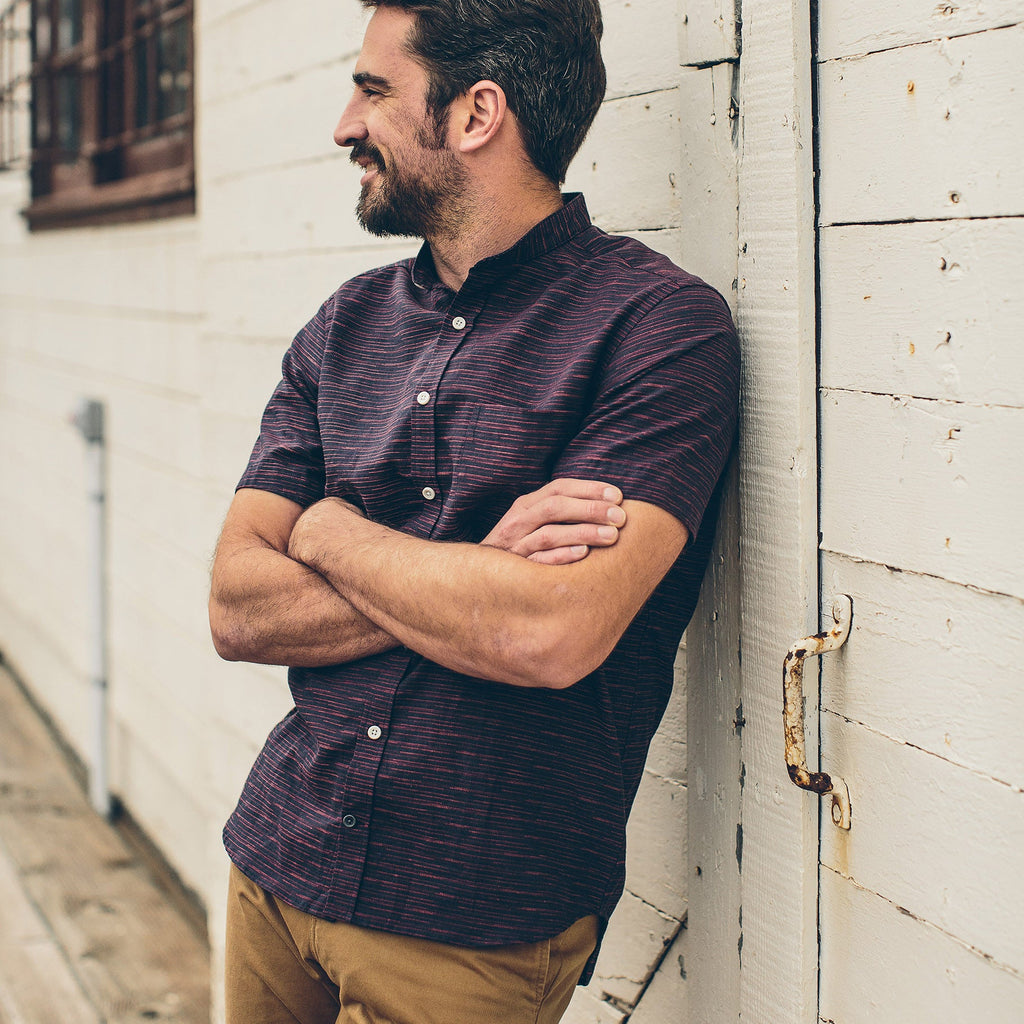The Bandit in Navy & Red Slub Stripe