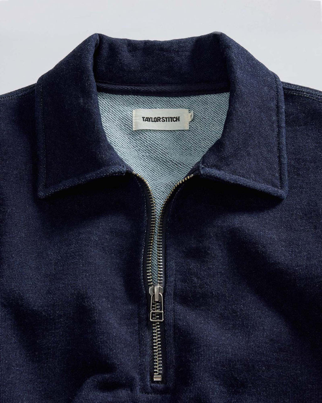 The Apres Quarter Zip in Rinsed Indigo Terry