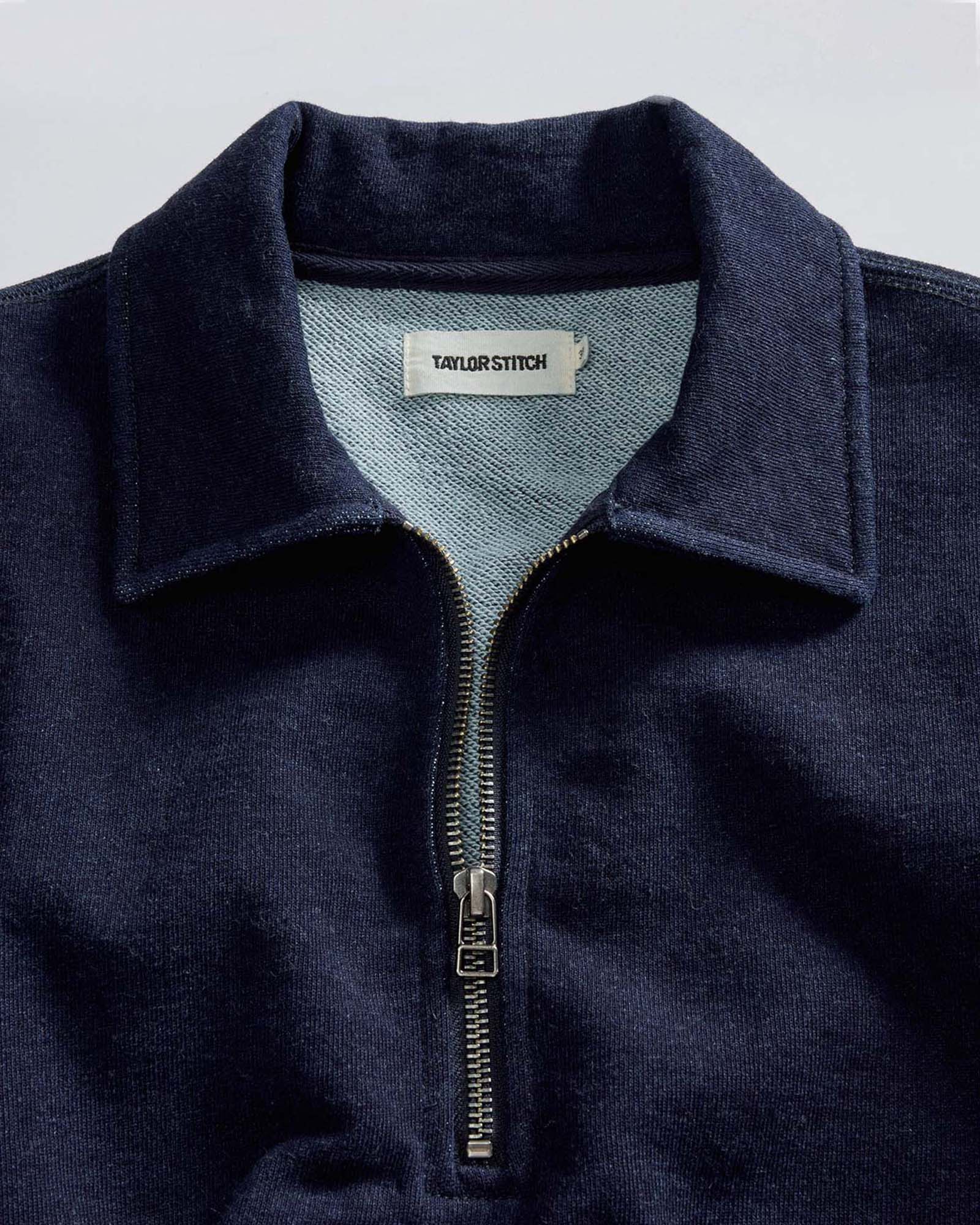 The Apres Quarter Zip in Rinsed Indigo Terry
