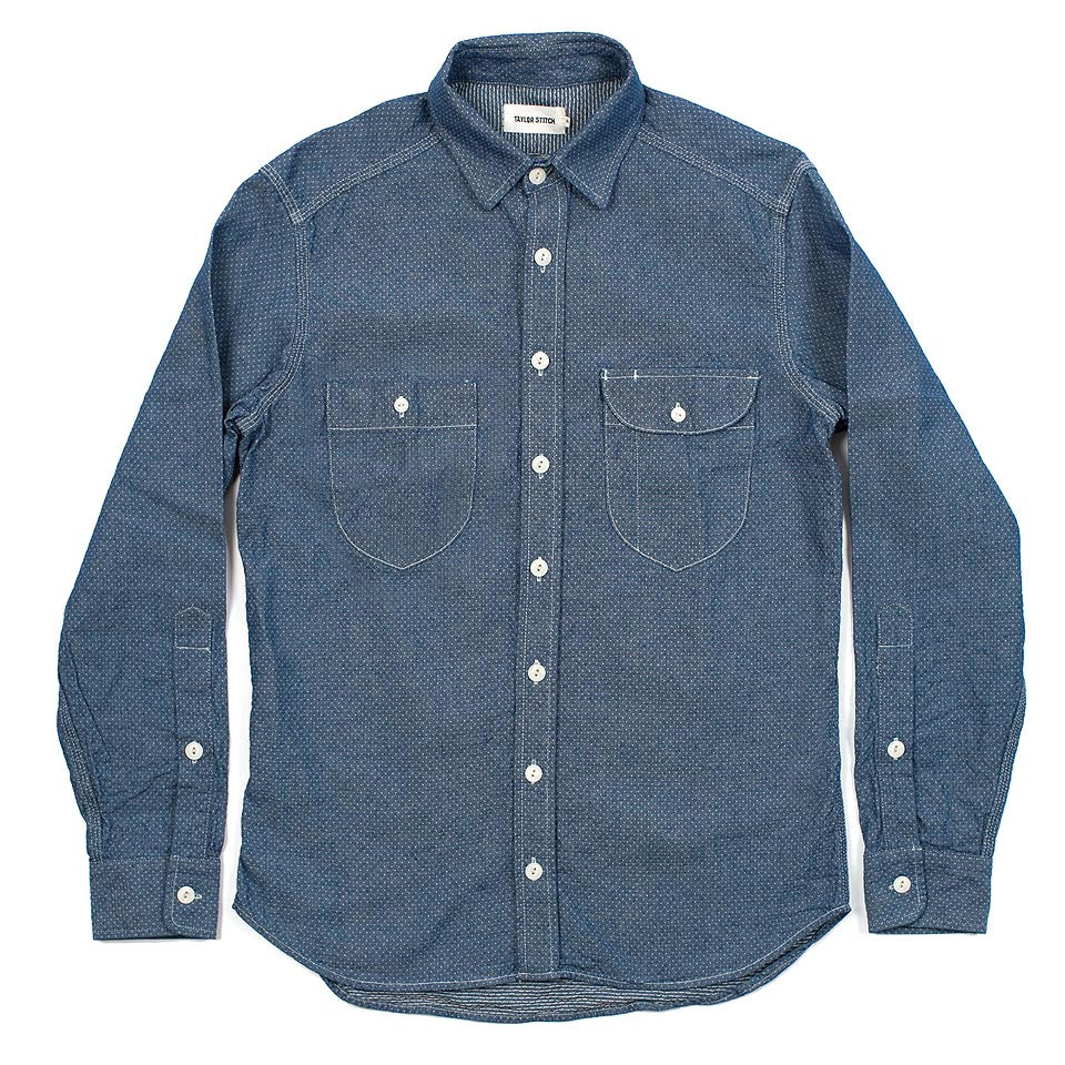 Indigo Jacquard Dot Utility Shirt