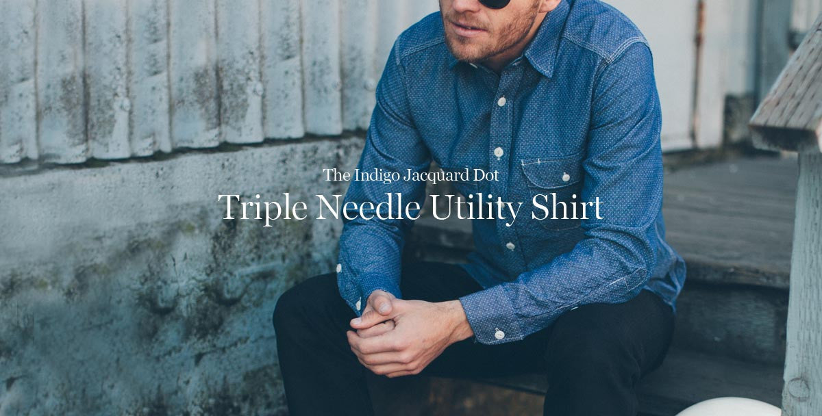 Indigo Jacquard Dot Utility Shirt