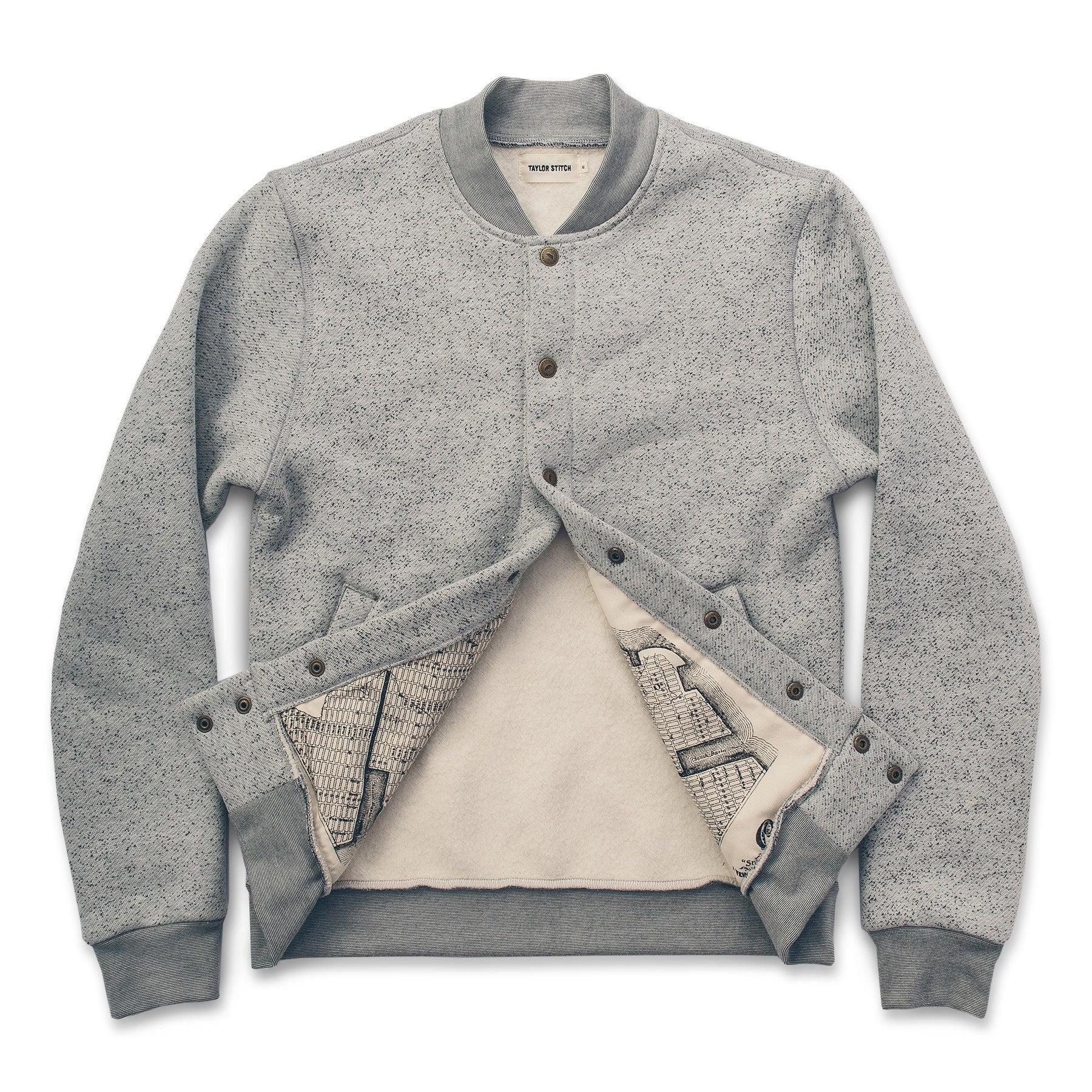 The Bomber in White Fleck Fleece
