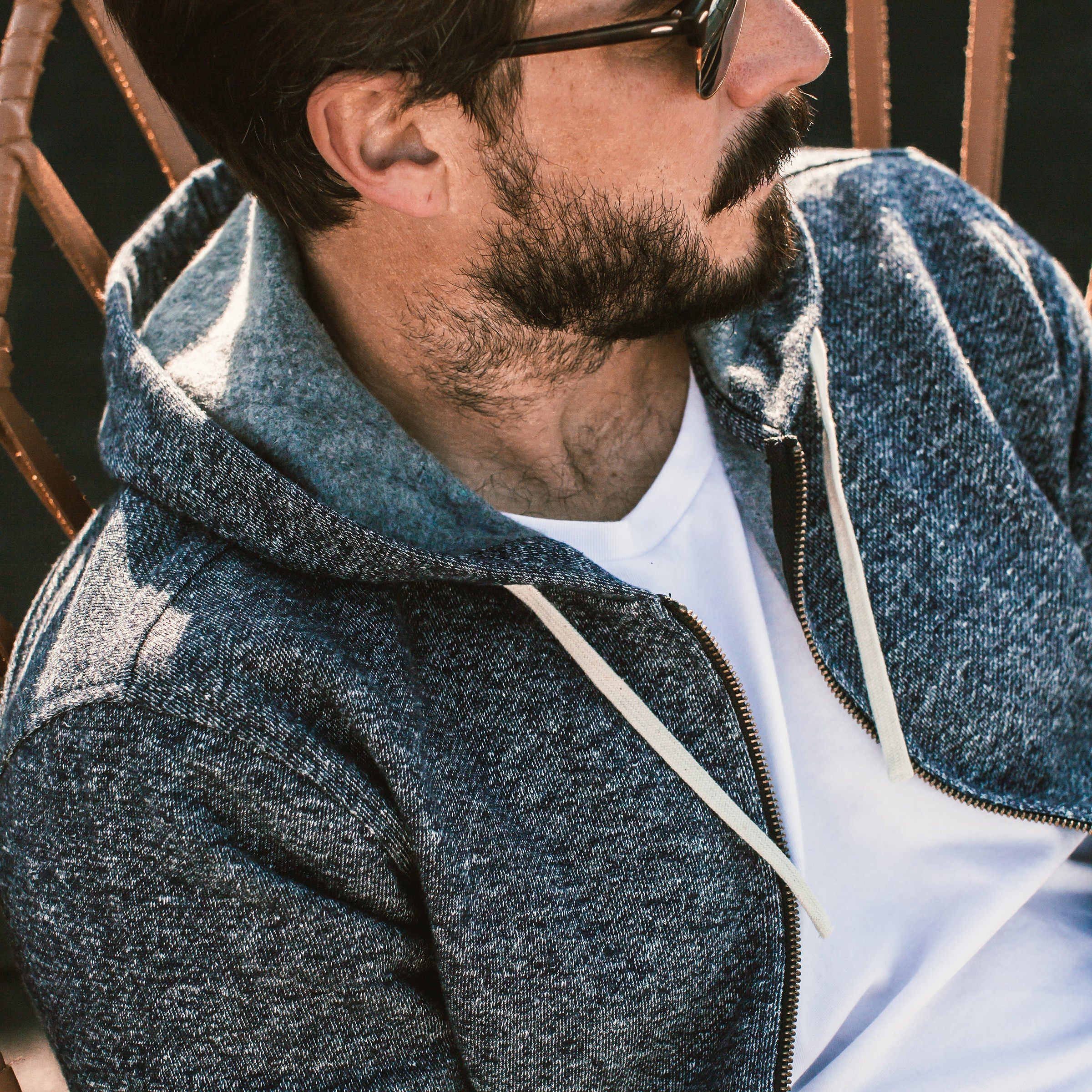The Après Hoodie in Navy Hemp Fleece