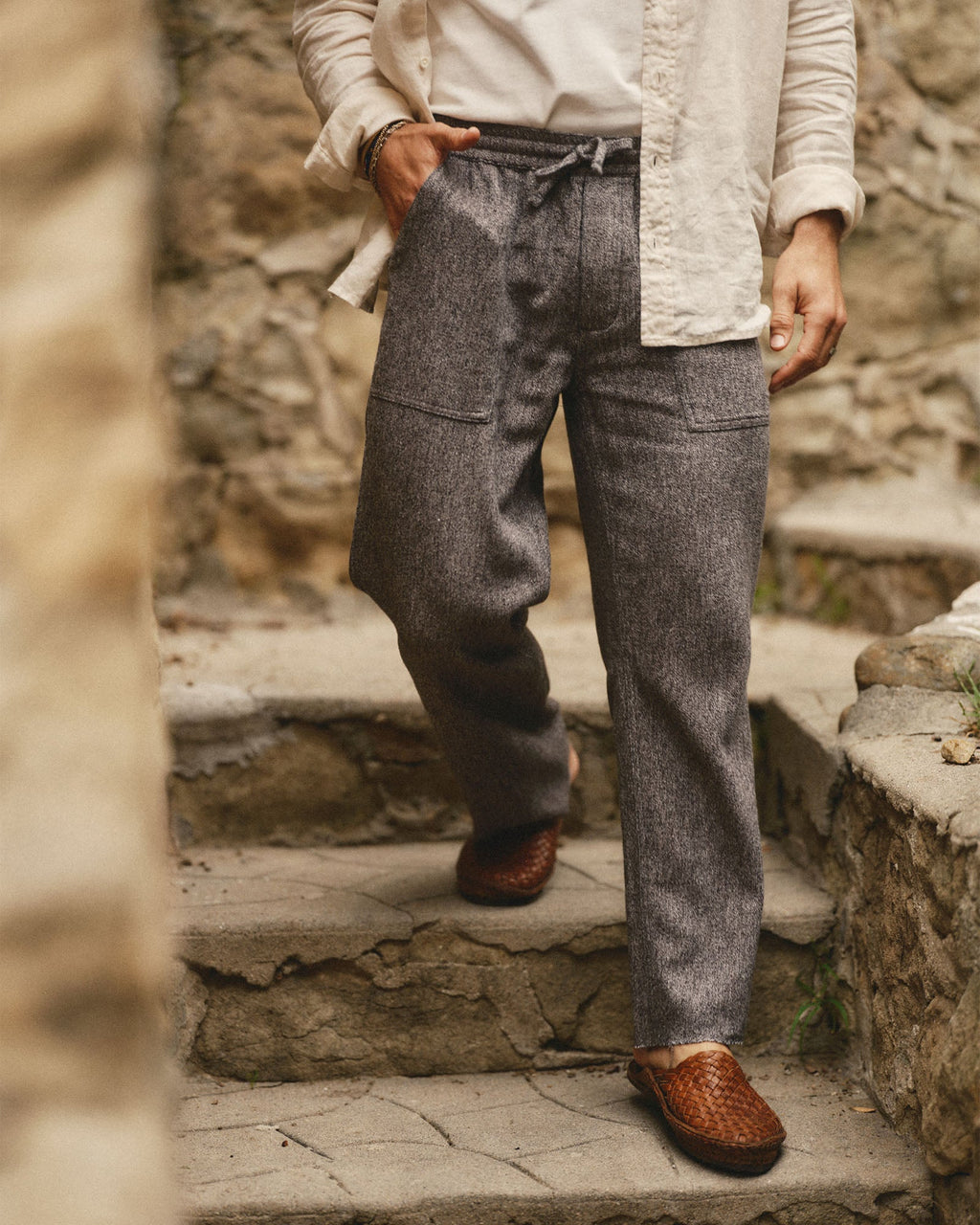 The Breakwater Pant in Grey Marl Hemp