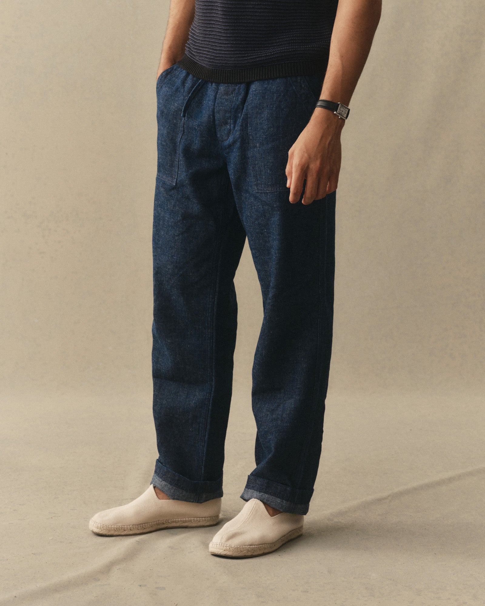 The Breakwater Pant in Rinsed Indigo Hemp Denim