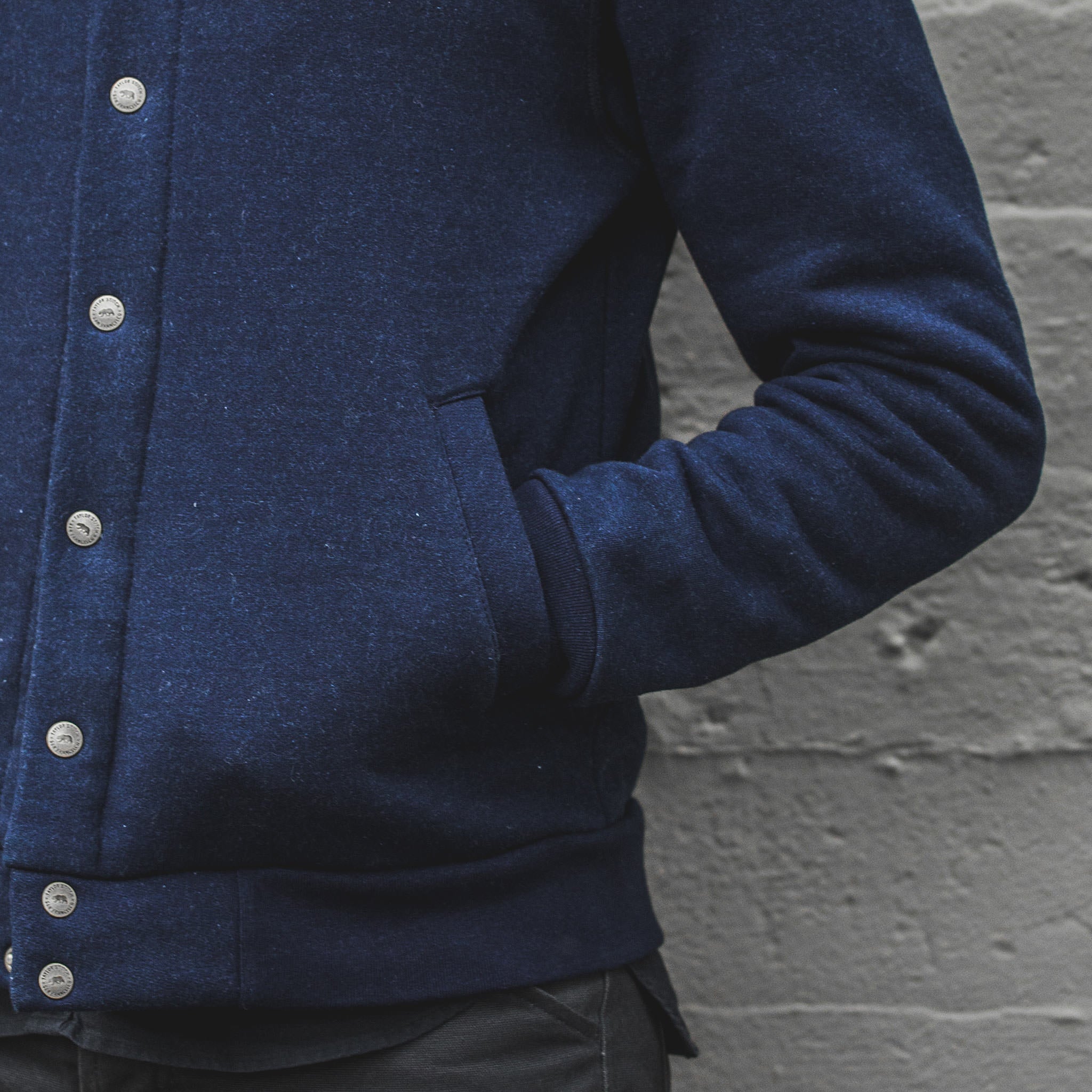 The Bomber in Indigo Fleece