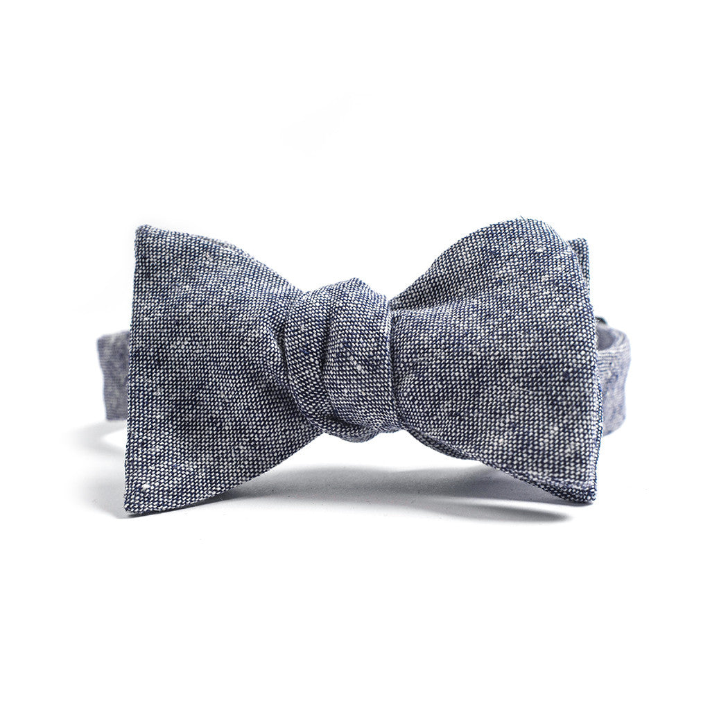 Navy Linen Chambray Bow Tie