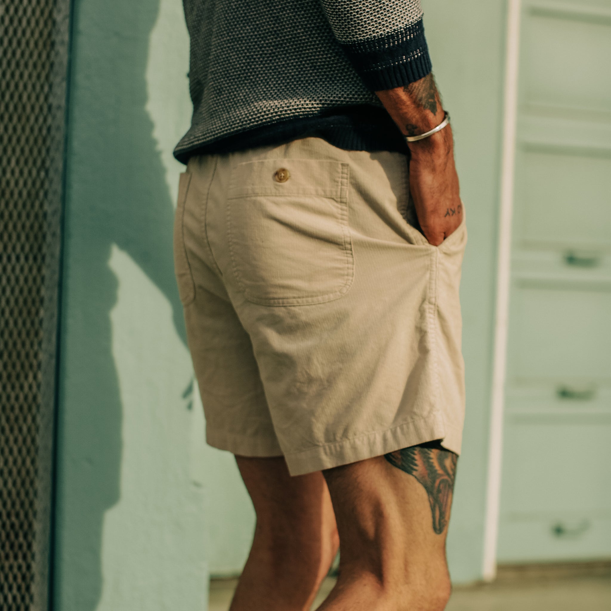 The Apres Short in Natural Pinwale