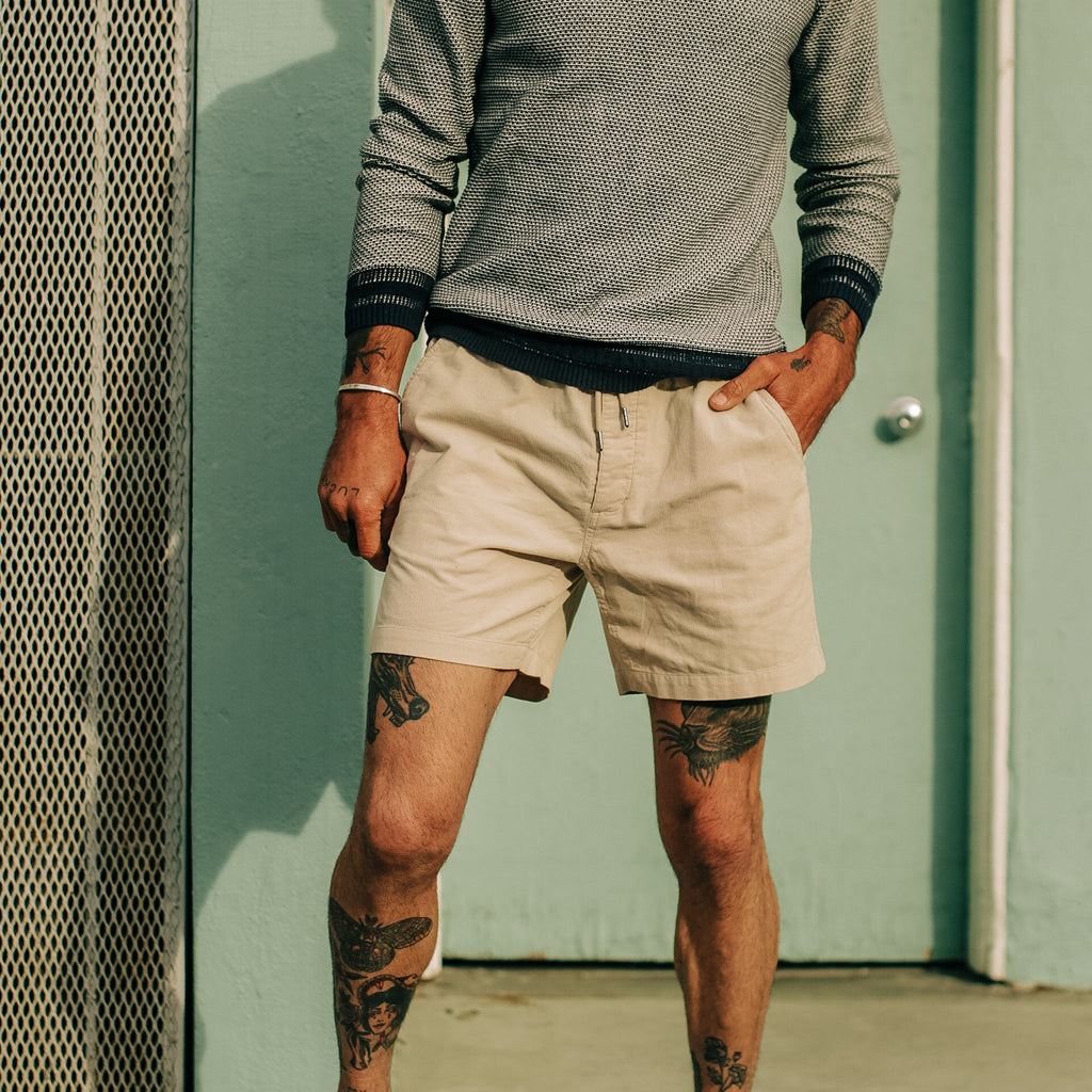 The Apres Short in Natural Pinwale