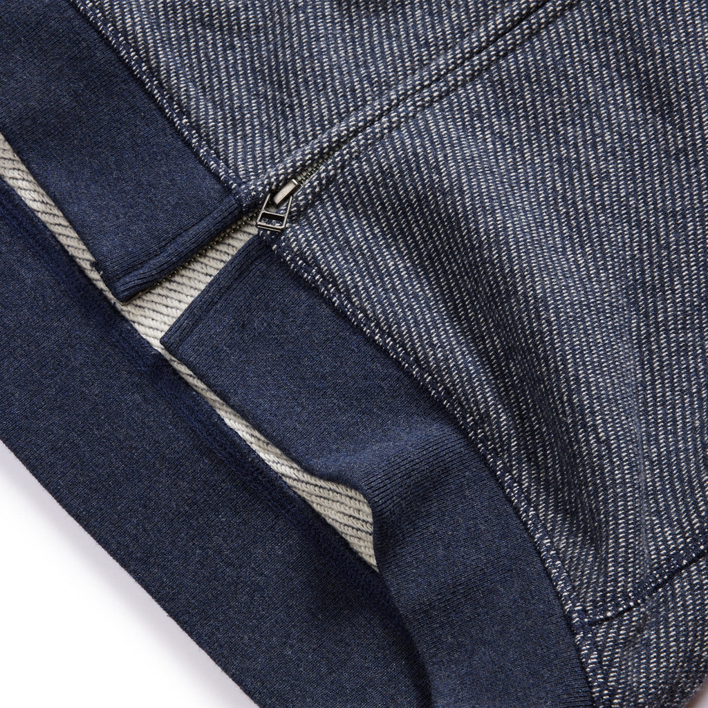 The Apres Zip Hoodie in Heather Navy Terry