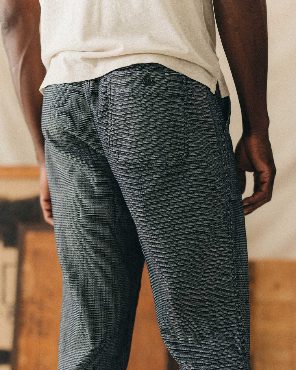 The Breakwater Pant in Rinsed Indigo Stripe