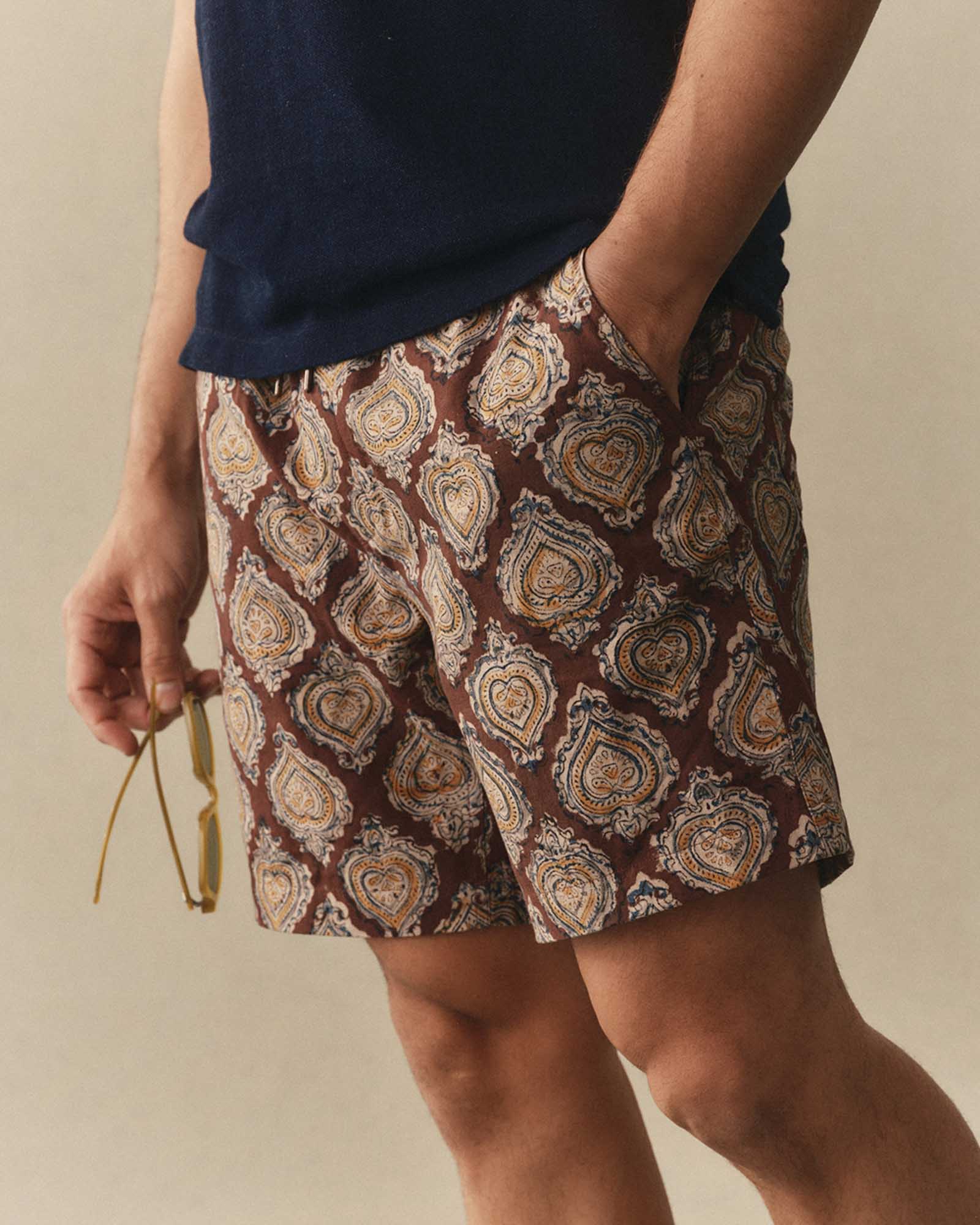 The Apres Short in Sangria Block Print
