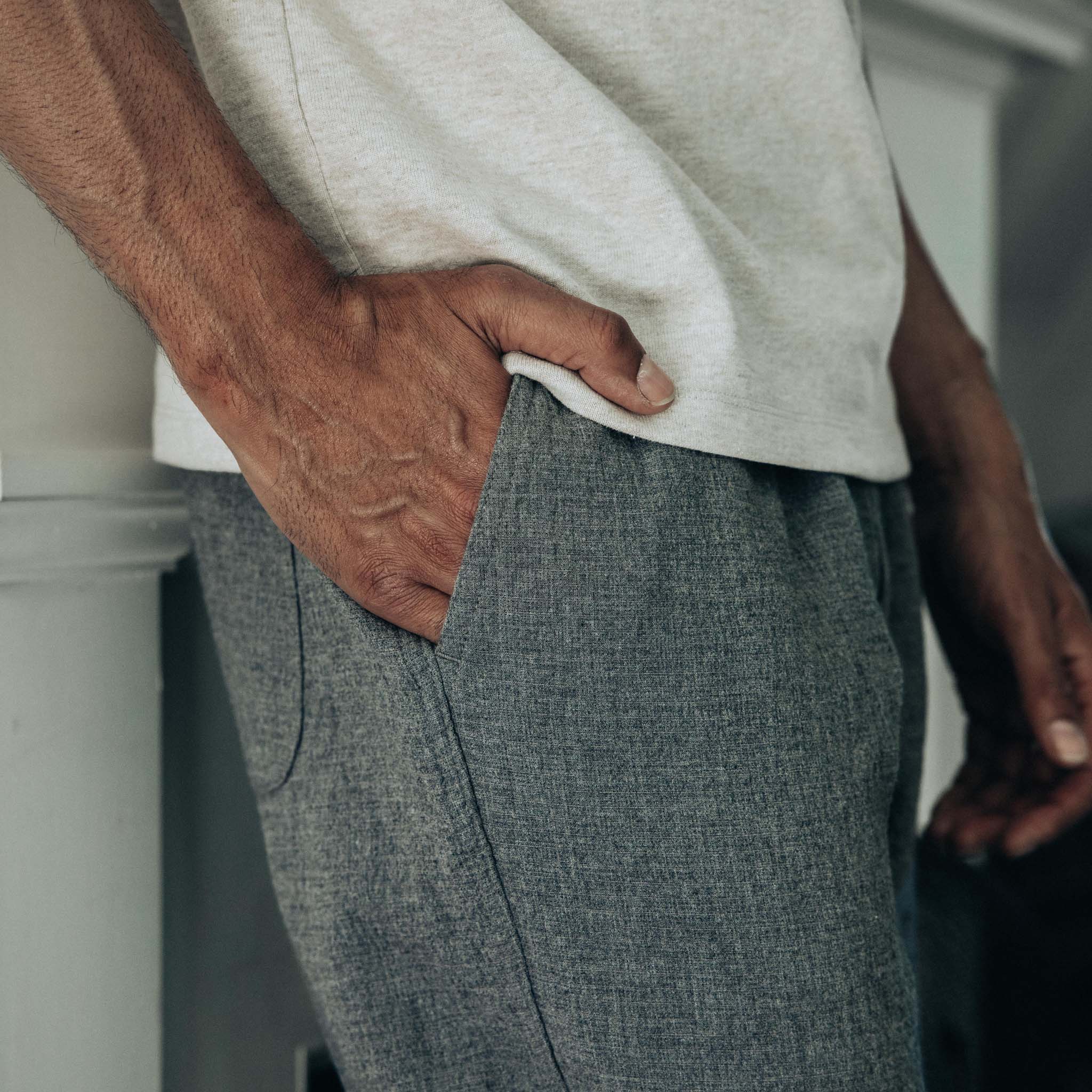 The Apres Pant in Heather Grey Double Cloth