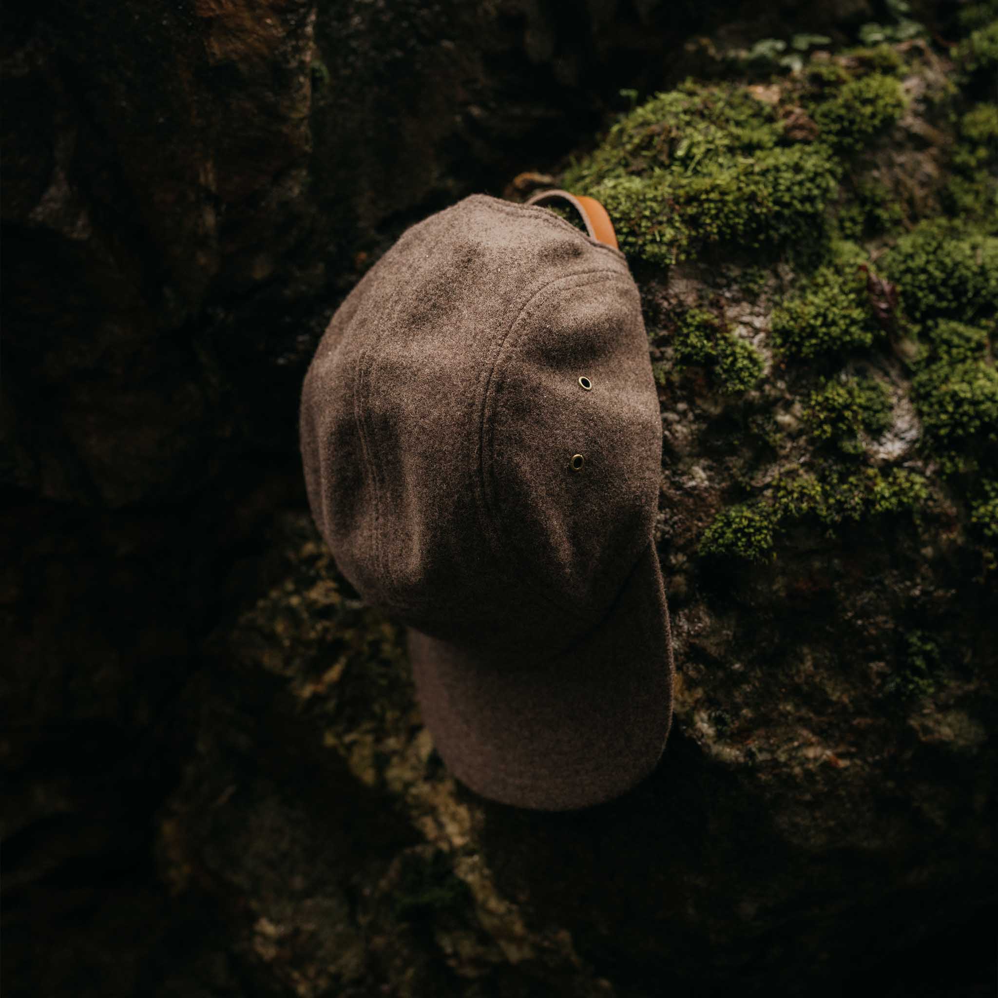 The 5-Panel Cap in Heather Sable Wool Blend