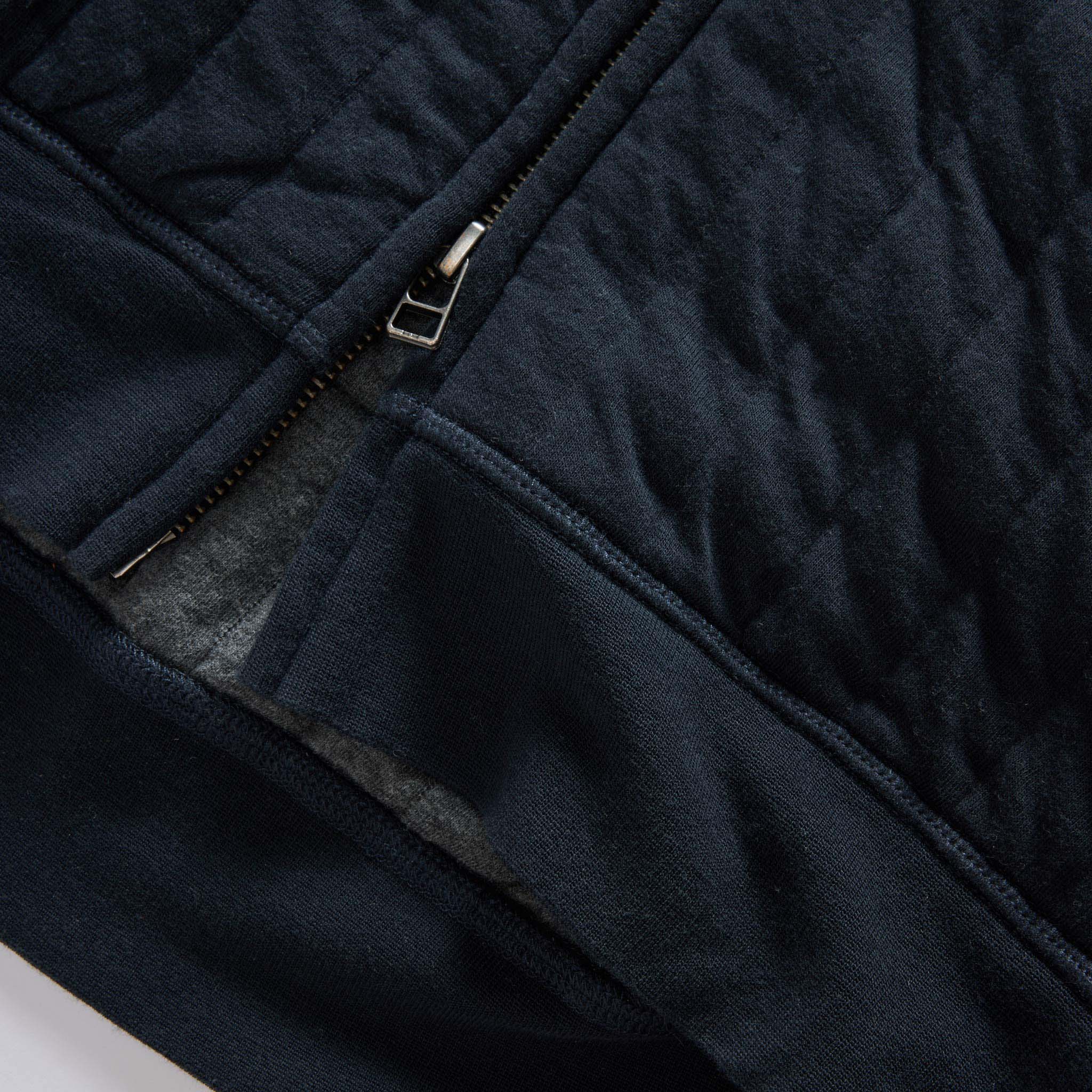 The Apres Zip Hoodie in Heather Midnight Quilted Jersey