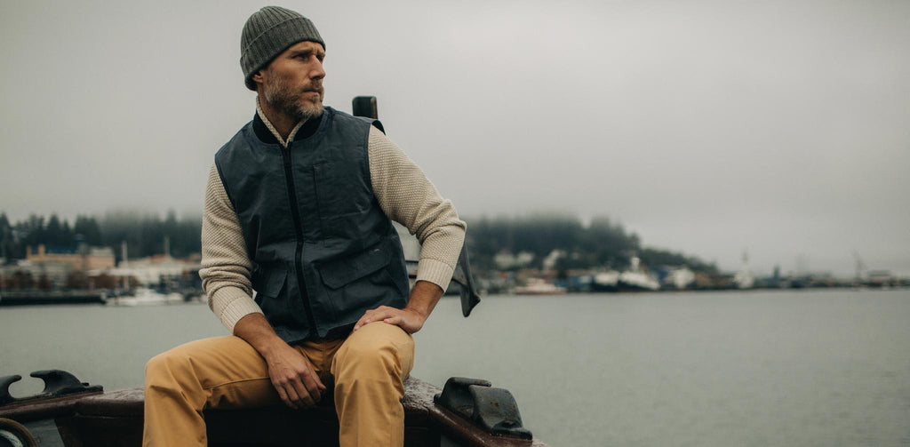The Anchorage Vest in Charcoal Dry Wax