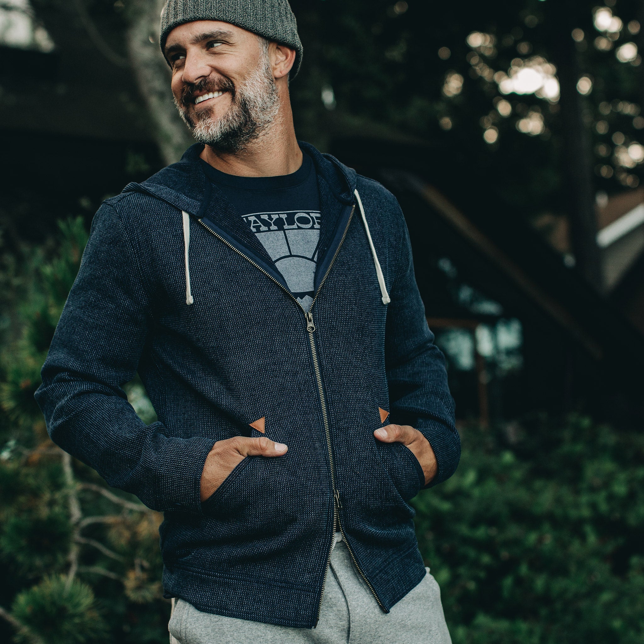 The Après Hoodie in Indigo Waffle
